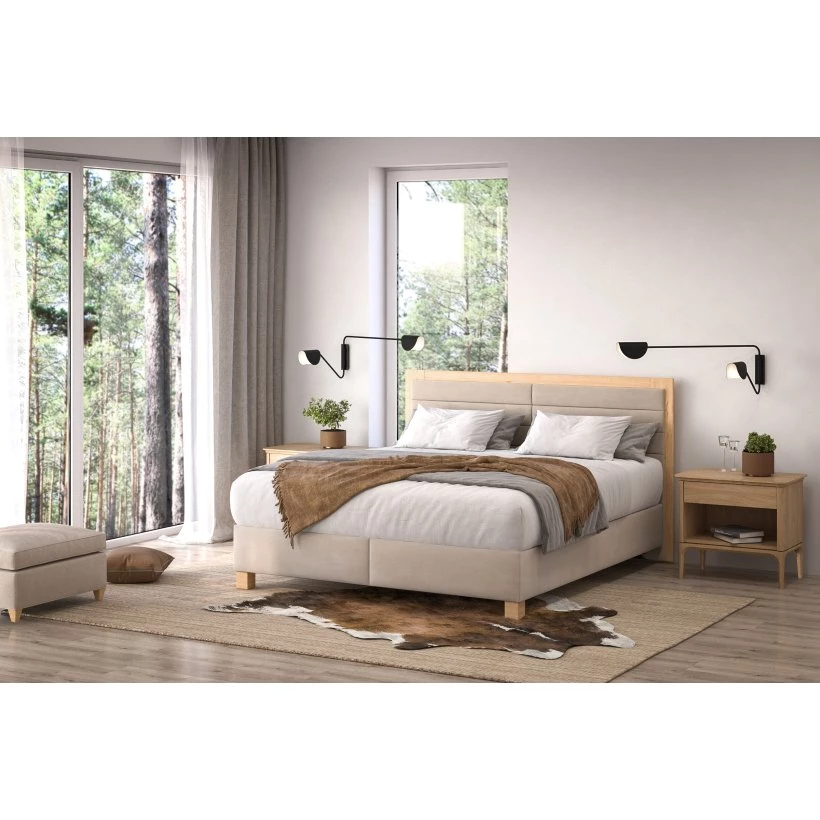 кровать с видом в обстановке (Кровать Монтана 160x200 серый)