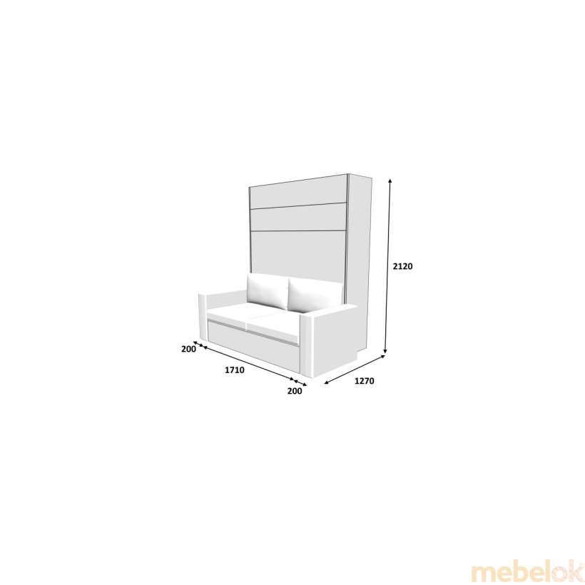 Шкаф-кровать-диван Smartmebel JUPITER-160 NEW (160 см х 200 см Нимфея Альба) (N 100-40) від фабрики SmartMebel (Смарт Мебель)