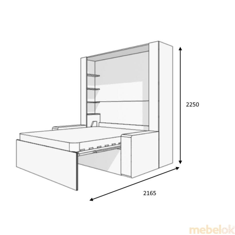 ліжко з виглядом в обстановці (Шкаф-Кровать-Диван Smartmebel ISIDA-140 (140 см х 200 см Нимфея Альба) (N 100-48))