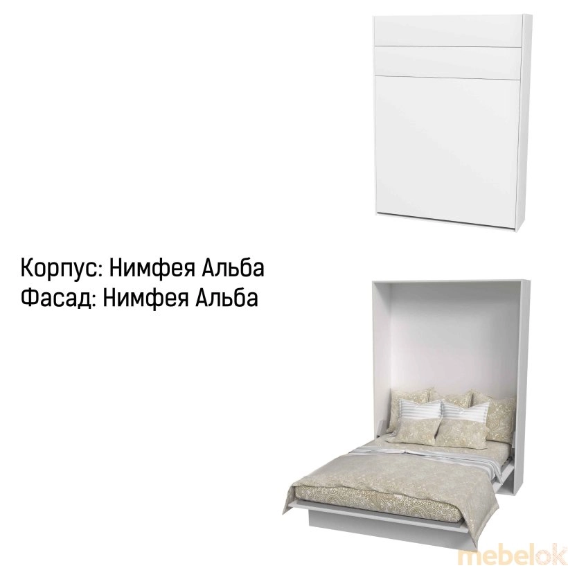 Шкаф-кровать Smartmebel JUPITER-180 (180 см х 200 см Нимфея Альба) (N 100-20) з іншого ракурсу