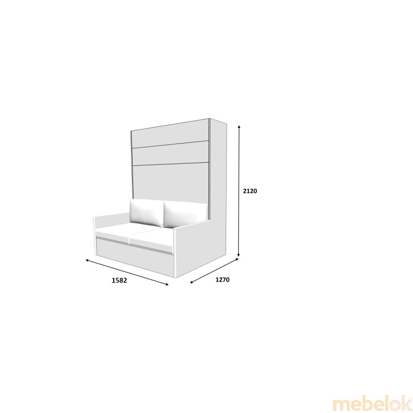 Шкаф-кровать-диван Smartmebel JUPITER-140 (140 см х 200 см Нимфея Альба) (N 100-36) від фабрики SmartMebel (Смарт Мебель)