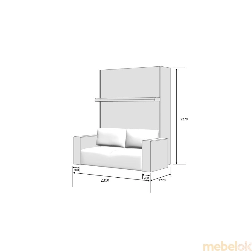 Шкаф-Кровать-Диван Smartmebel SOUL-180 (180 см х 200 см Нимфея Альба) (N-44) від фабрики SmartMebel (Смарт Мебель)