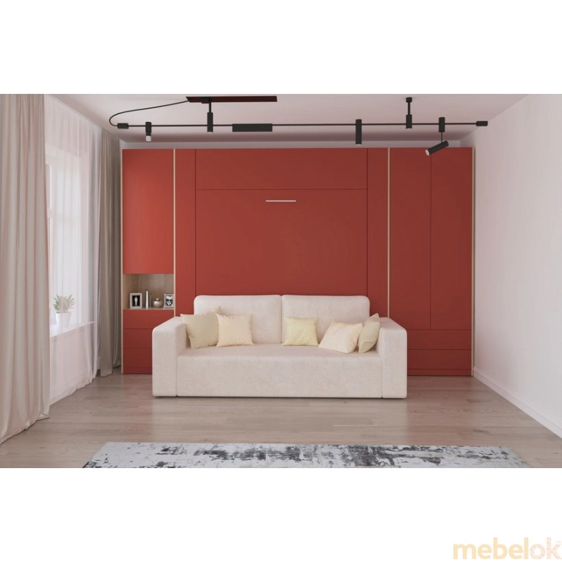 Шкаф-кровать-диван Smartmebel ISIDA-160 (160 см х 200 см Нимфея Альба) (N 100-49)