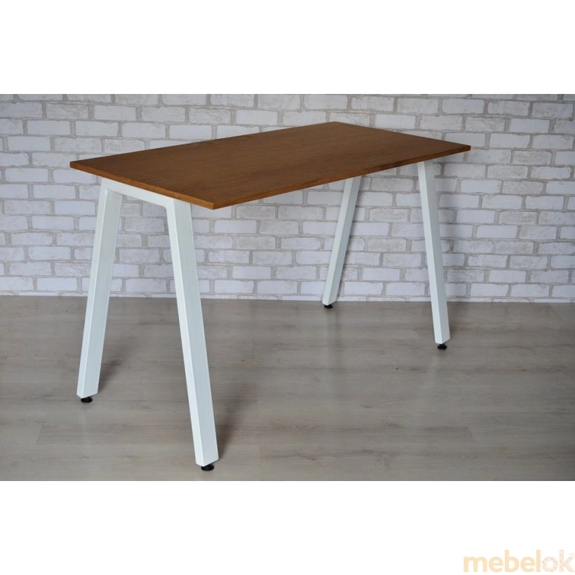 стіл з виглядом в обстановці (Стіл КС 8.4 140 зі шпонованою стільницею Білий/Дуб)