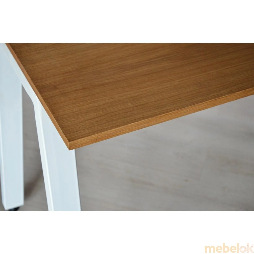 стіл з виглядом в обстановці (Стіл КС 8.4 120 зі шпонованою стільницею Білий/Дуб)