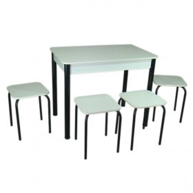 Комплект Классик стол и 4 табурета Черный/Белый