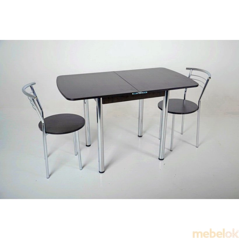 Комплект Овале стол раскладной и 2 стула Хром/Венге от фабрики Tavol (Тавол)