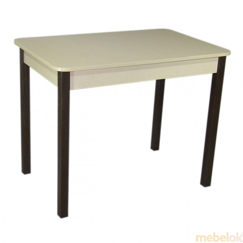 комплект стіл + стілець з виглядом в обстановці (Комплект Класик стіл і 4 табурети чорний / молочний)