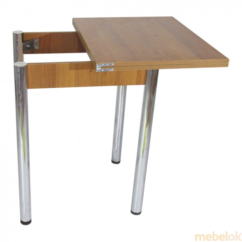 стіл з виглядом в обстановці (Стіл Компакт розкладний на металевих ніжках Хром/Горіх)