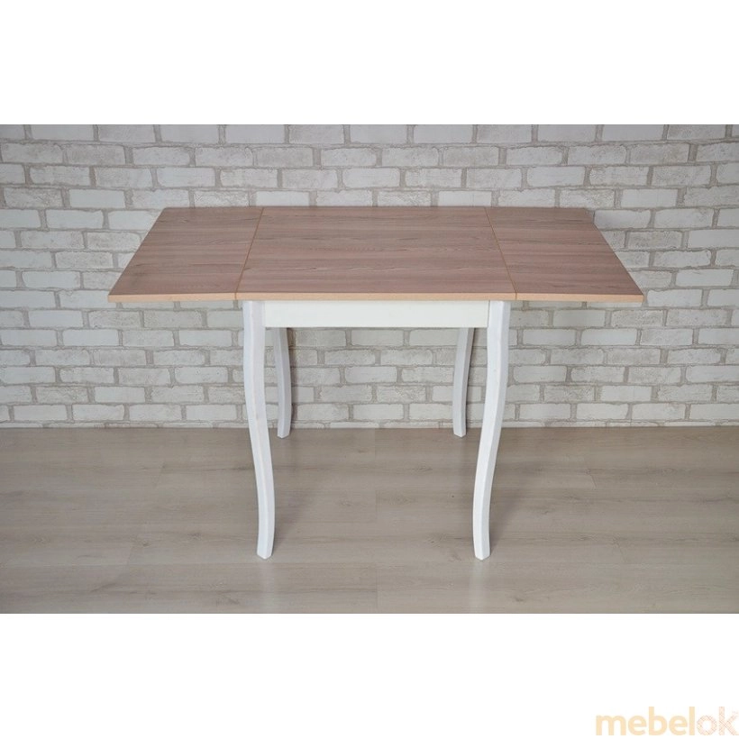 Комплект Фолді стіл розкладний на фігурних ніжках та 3 стільці Білий/Ясен з іншого ракурсу