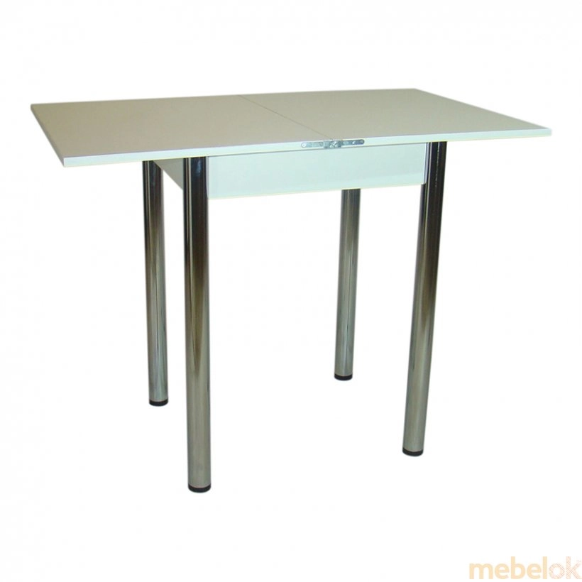 стол с видом в обстановке (Стол Компакт раскладной на металлических ножках Хром/Белый)