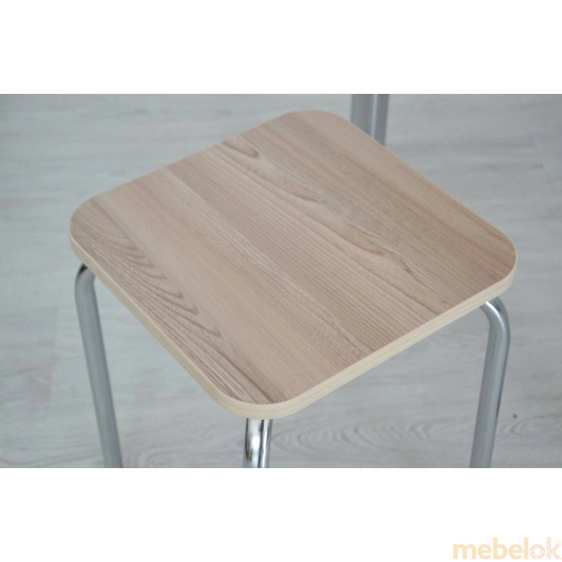 комплект стіл + стілець з виглядом в обстановці (Комплект Гранди Стіл розкладний та 4 табурета Хром/Ясень)