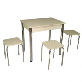 Комплект Ретта стол и 3 табурета Хром/Молочный