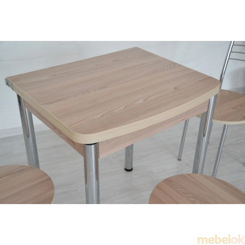 Комплект овалі стіл розкладний і 3 стільці Хром / ясен від фабрики Tavol (Тавол)