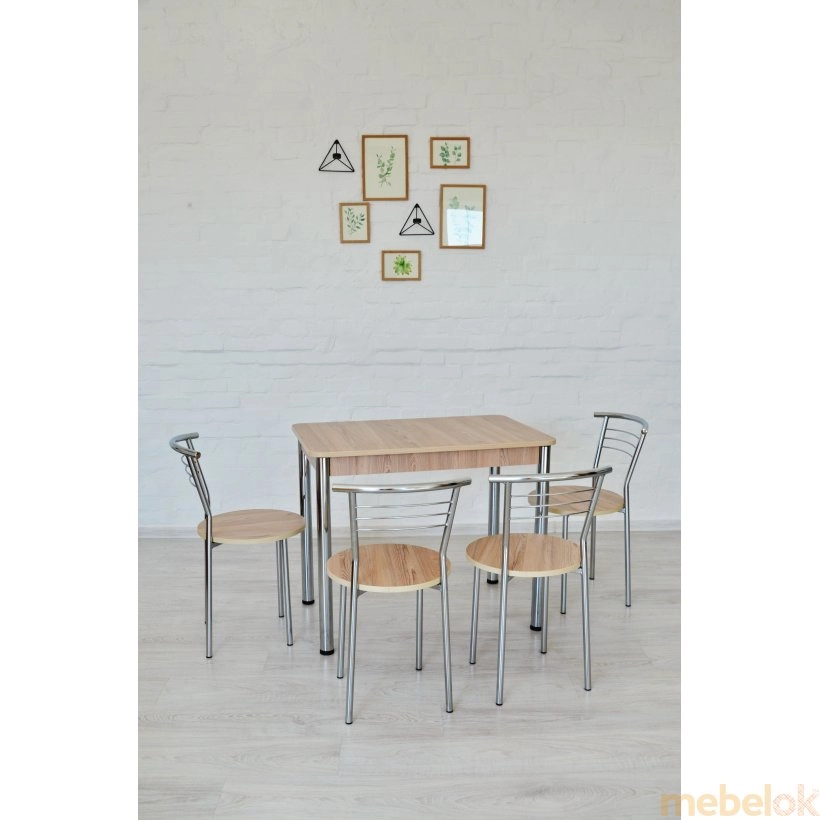 Комплект Классик стол и 4 стула Хром/Ясень от фабрики Tavol (Тавол)