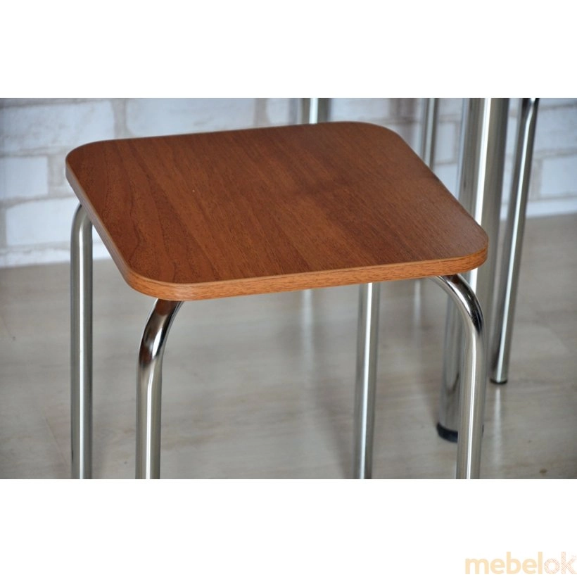 Комплект Овале стол раскладной и 3 табурета Хром/Орех от фабрики Tavol (Тавол)