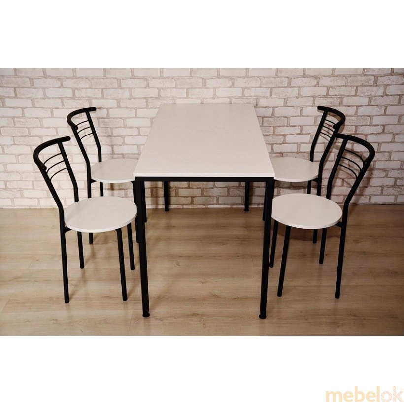 Комплект КС 8.5 стол 100х60 и 4 стула Черный/Белый от фабрики Tavol (Тавол)