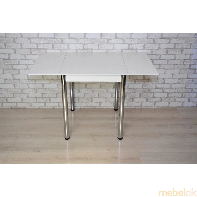 Комплект Фолді стіл розкладний на металевих ніжках і 3 стільці Хром / Білий від фабрики Tavol (Тавол)