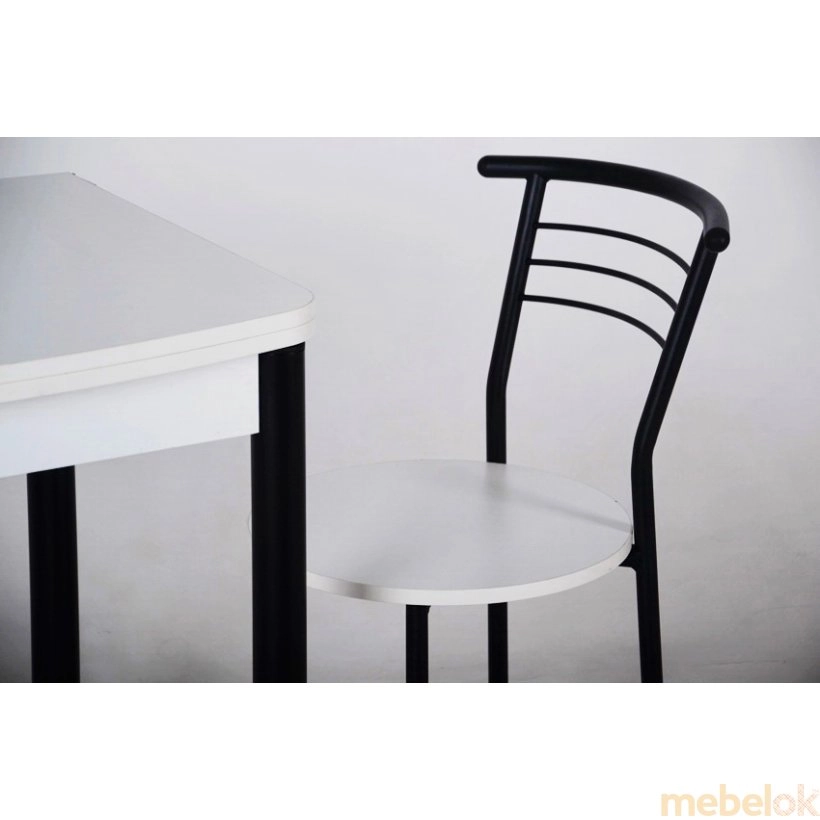 Комплект овалі стіл розкладний і 3 стільці чорний / білий від фабрики Tavol (Тавол)