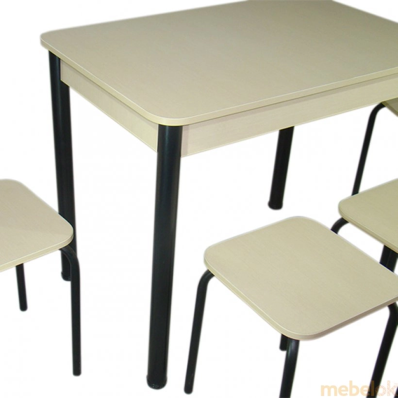 Комплект Классик стол и 4 табурета Черный/Молочный от фабрики Tavol (Тавол)