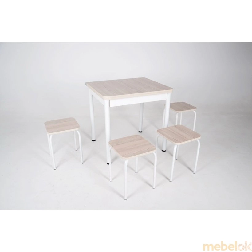 Комплект Гранді стіл розкладний і 4 табурети білий / ясен від фабрики Tavol (Тавол)
