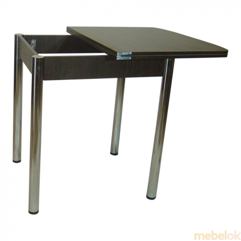 комплект Стол + Стулья с видом в обстановке (Комплект Овале стол раскладной и 3 табурета Хром/Венге)