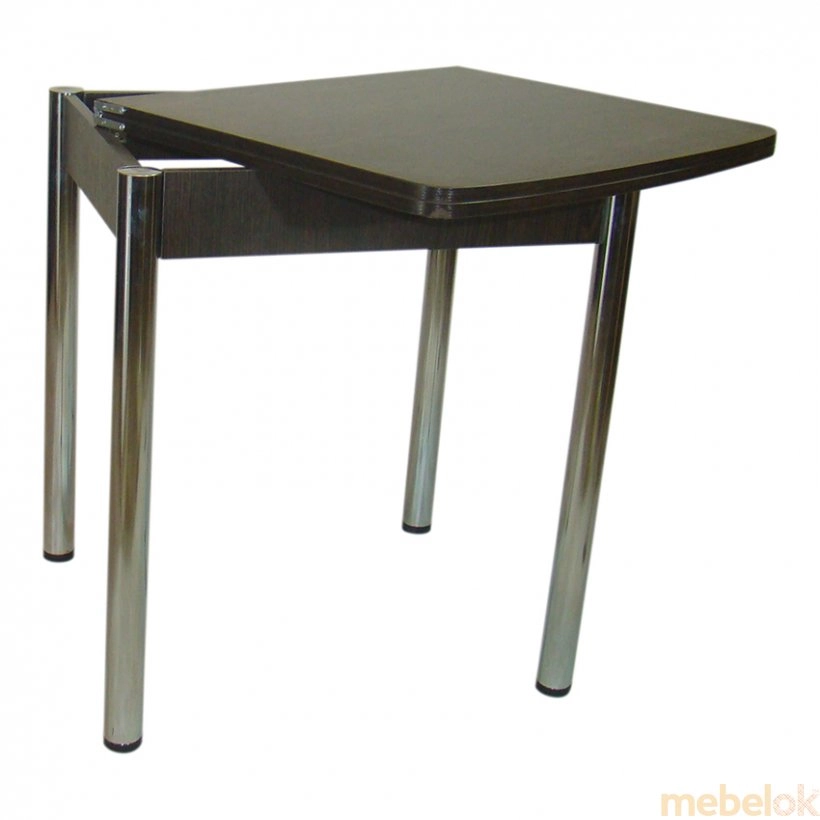 стіл з виглядом в обстановці (Стіл Овале розкладний на металевих ніжках овальний Хром/Венге)