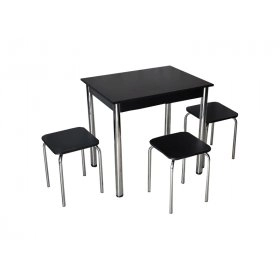 Комплект Ретта стол и 3 табурета Хром/Черный