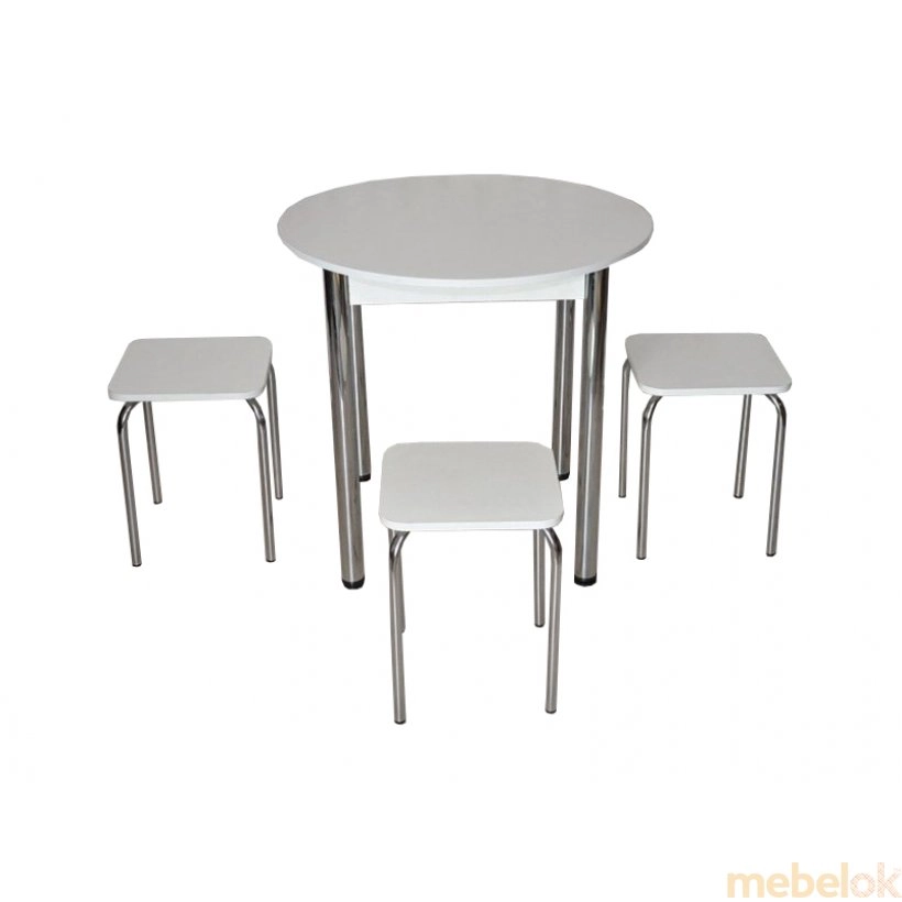 Комплект Крег D800 стол и 3 табурета Хром/Белый