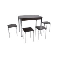 Комплект Классик стол и 4 табурета Хром/Венге