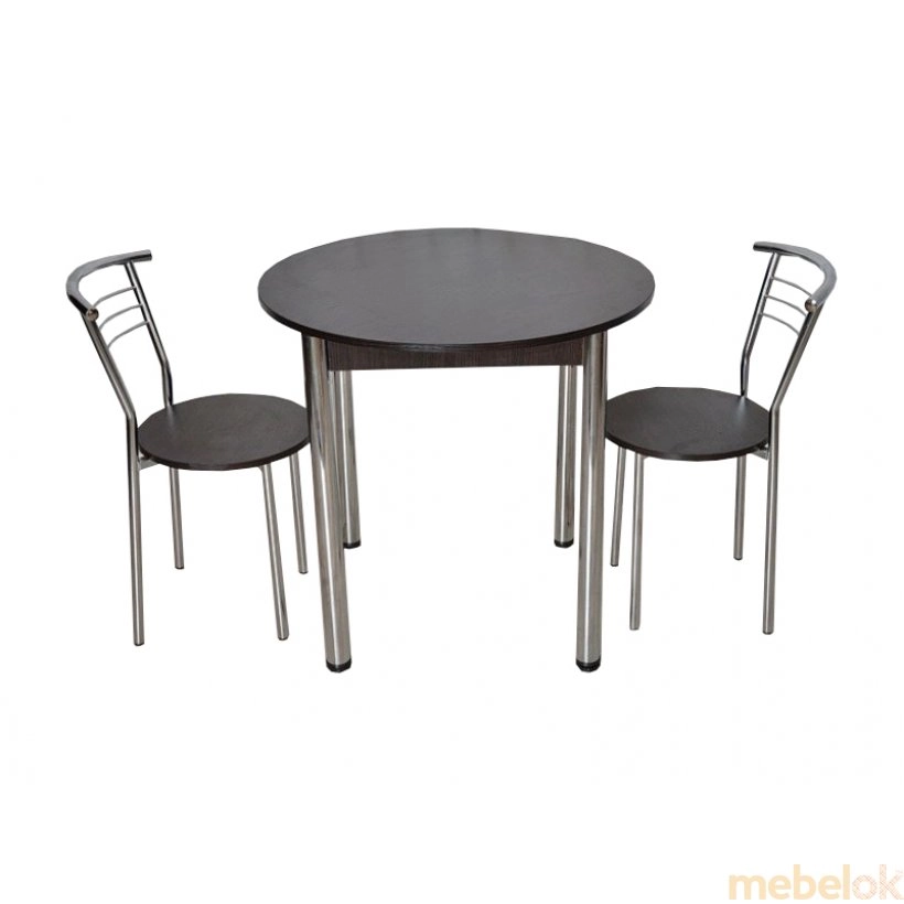 Комплект Крег D800 стол и 2 стула Хром/Венге