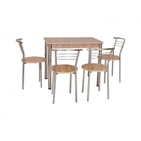 Комплект Класик стіл і 4 стільці Хром / ясен