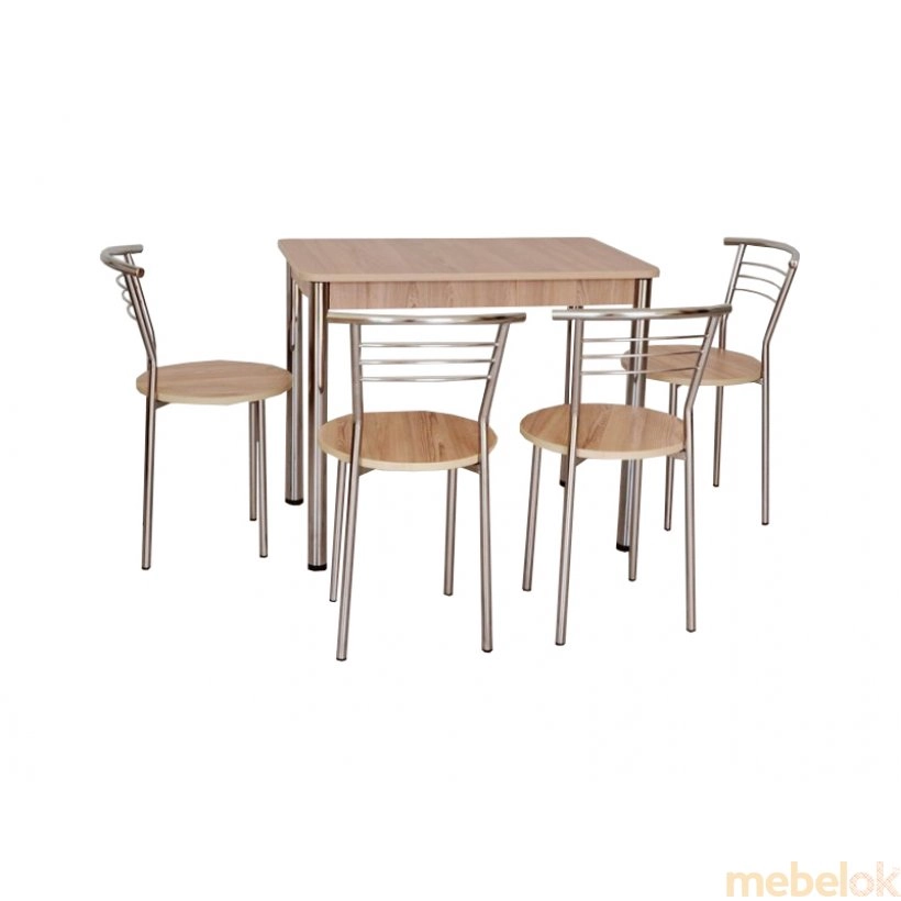 Комплект Классик стол и 4 стула Хром/Ясень