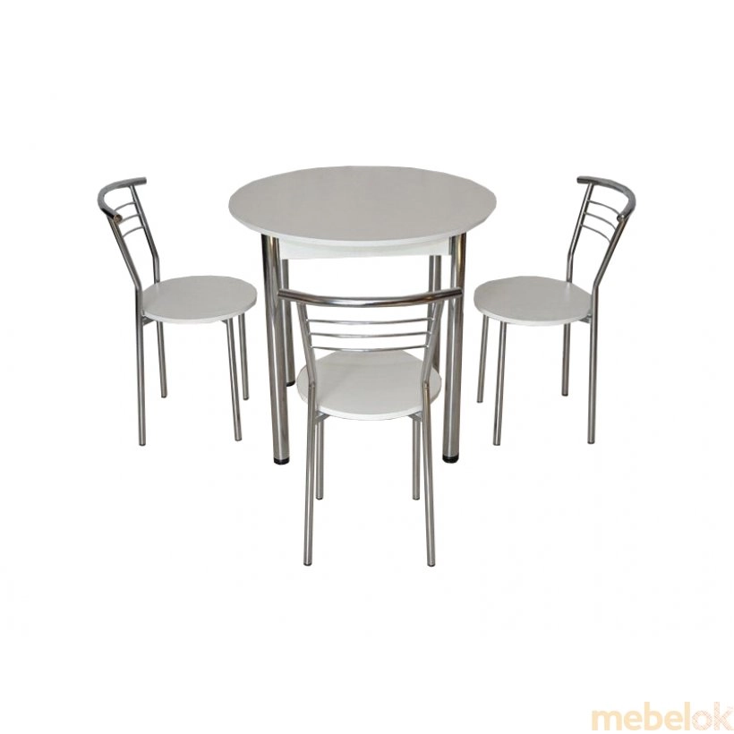 Комплект Крег D800 стол и 3 стула Хром/Белый
