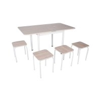 Комплект Гранді стіл розкладний і 4 табурети білий / ясен