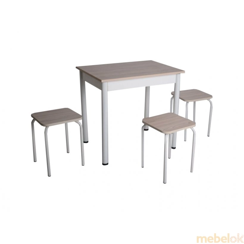 Комплект Ретта стол и 3 табурета Белый/Ясень