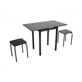 Комплект Компакт стол раскладной и 2 табурета Черный/Венге
