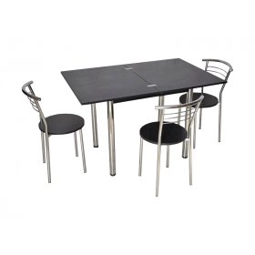 Комплект Ретта стол раскладной и 3 стула Хром/Черный