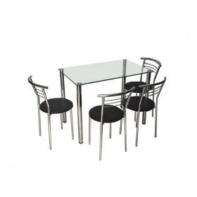 Комплект Гло стіл і 4 стільці Хром / чорний