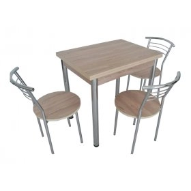 Комплект Ретта стол раскладной и 3 стула Хром/Ясень