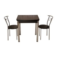 Комплект Овале стол раскладной и 2 стула Хром/Черный