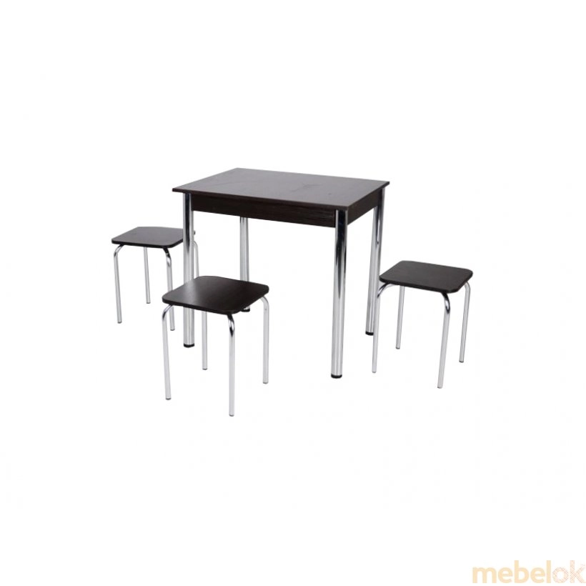 Комплект Ретта стол и 3 табурета Хром/Венге