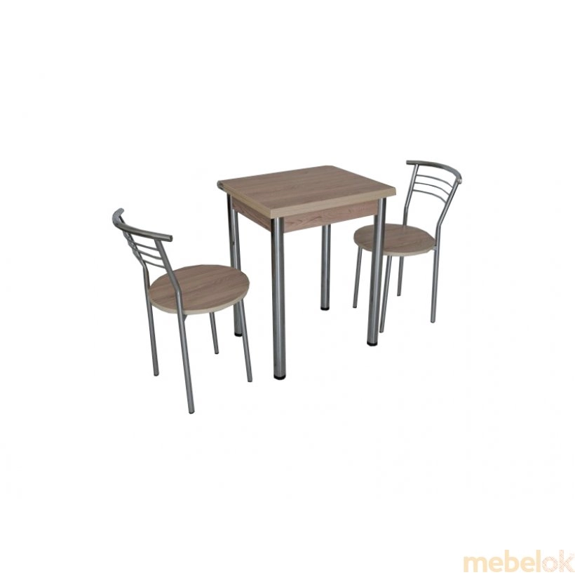 Комплект Компакт стол раскладной и 2 стула Хром/Ясень