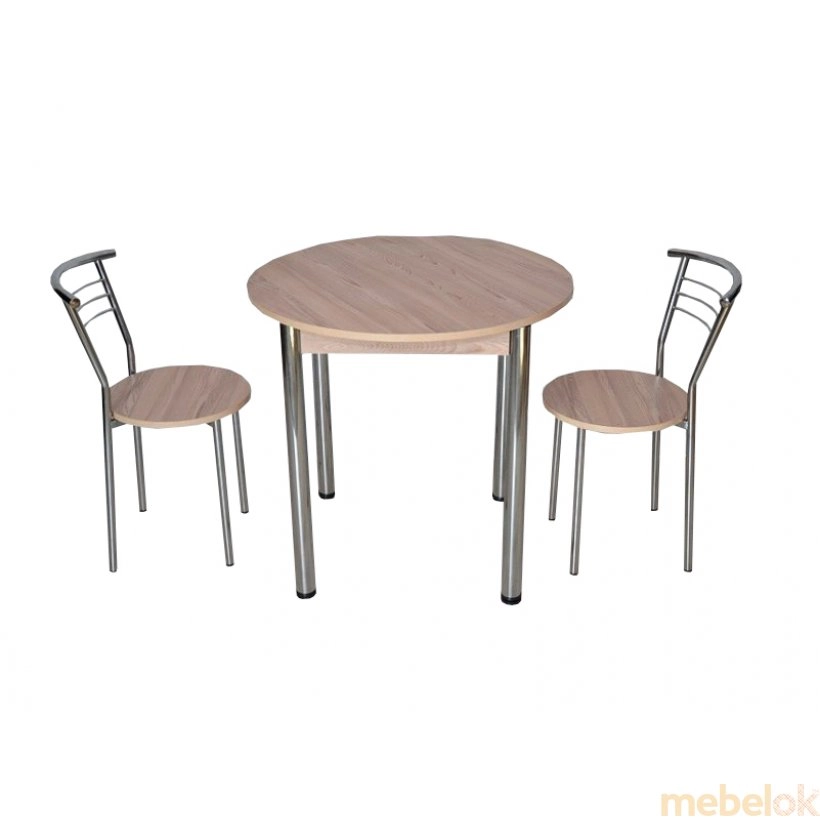 Комплект Крег D800 стол и 2 стула Хром/Ясень