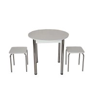 Комплект Крег D800 стіл і 2 табурети Хром / Білий
