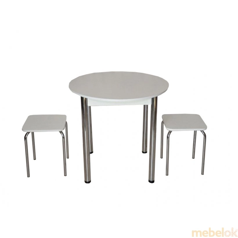 Комплект Крег D800 стіл і 2 табурети Хром / Білий