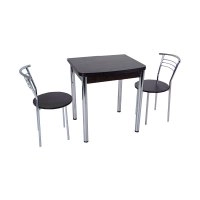 Комплект Овале стол раскладной и 2 стула Хром/Венге
