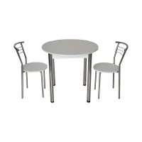 Комплект Крег D800 стол и 2 стула Хром/Белый