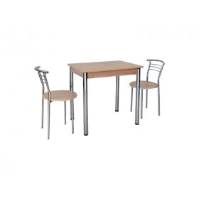 Комплект Ретта стол и 2 стула Хром/Ясень