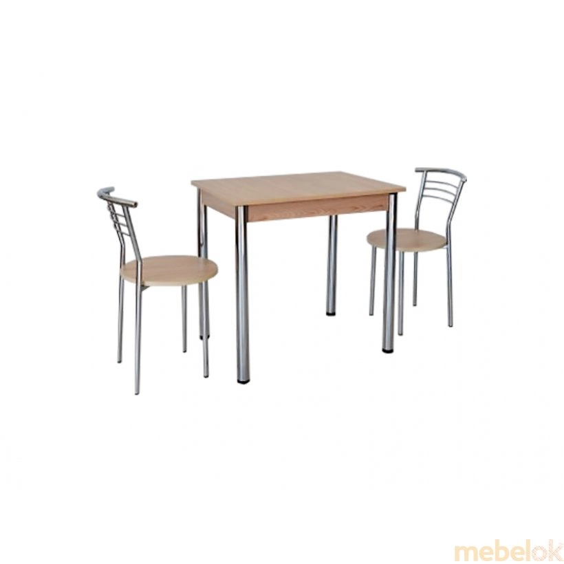 Комплект Ретта стол и 2 стула Хром/Ясень